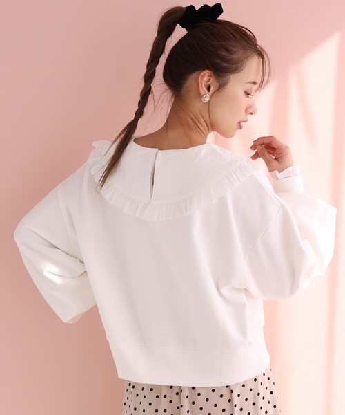 one after another NICE CLAUP（ワンアフターアナザーナイスクラップ）の「ビッグカラ―フリルプルオーバー（Tシャツ/カットソー・レディース・ブラック/オフホワイト/ミント・FREE）」の20枚目の写真