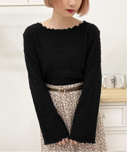 apres jour(アプレジュール)の「ポコポコクロストップス【ZOZOTOWN限定アイテム】(Tシャツ/カットソー・レディース・アイボリー/ブラック/ラベンダー/ライトベージュ・フリー/X-LARGE)」の3枚目の写真