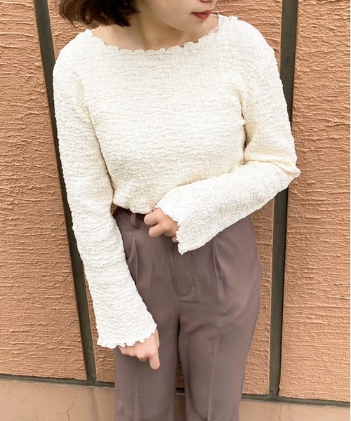 apres jour(アプレジュール)の「ポコポコクロストップス【ZOZOTOWN限定アイテム】(Tシャツ/カットソー・レディース・アイボリー/ブラック/ラベンダー/ライトベージュ・フリー/X-LARGE)」の6枚目の写真