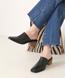 ブロックヒールスクエアトゥミュール◆