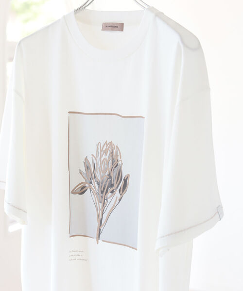 BEAMS LIGHTS（ビームスライツ）の「BEAMS LIGHTS / フラワーフォト プリント Tシャツ（Tシャツ/カットソー・メンズ・ホワイト/グレー/ブラウン系その他2/グレー系その他/ホワイト系その他2/オリーブ・SMALL/MEDIUM/LARGE）」の8枚目の写真