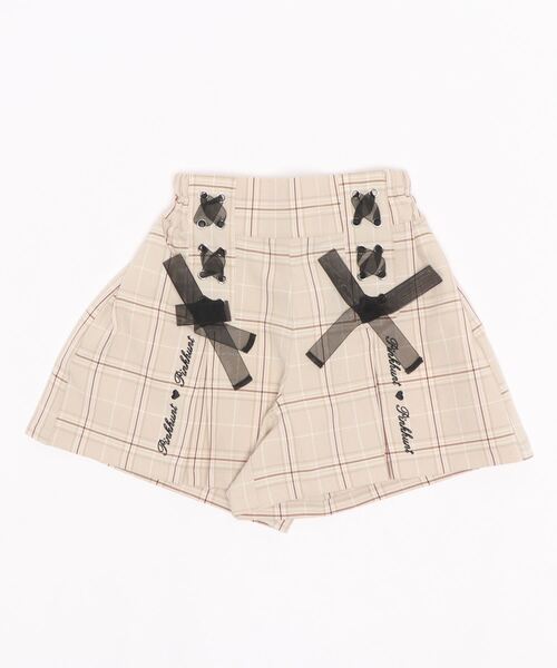 PINKHUNT チェック柄レースアップキュロットショートパンツ