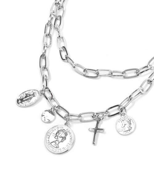 Figments（フィグメンツ）の「ダブルチェーンチャームネックレス（ネックレス・レディース・シルバー・FREE）」の4枚目の写真