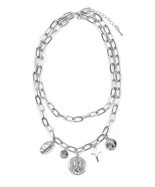 Figments（フィグメンツ）の「ダブルチェーンチャームネックレス（ネックレス・レディース・シルバー・FREE）」の7枚目の写真