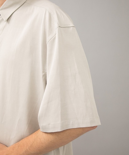 08sircus（ゼロエイトサーカス）の「【08sircus】Vis/Li Stretch over shirt（シャツ/ブラウス・メンズ・ベージュ/ブラック・4/5/6）」の16枚目の写真