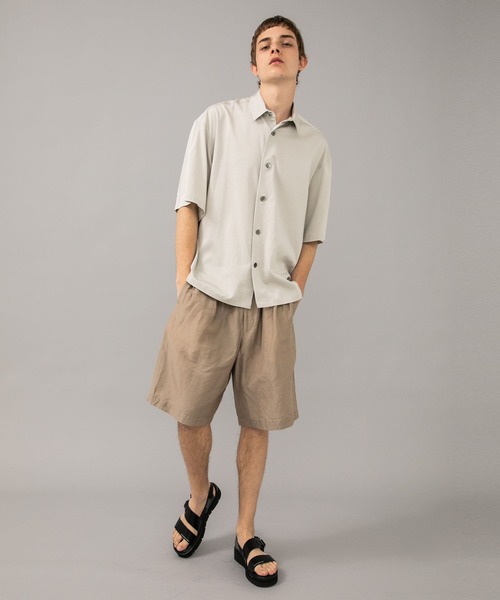 08sircus（ゼロエイトサーカス）の「【08sircus】Vis/Li Stretch over shirt（シャツ/ブラウス・メンズ・ベージュ/ブラック・4/5/6）」の3枚目の写真