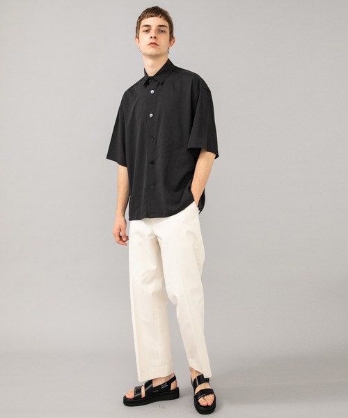 08sircus（ゼロエイトサーカス）の「【08sircus】Vis/Li Stretch over shirt（シャツ/ブラウス・メンズ・ベージュ/ブラック・4/5/6）」の4枚目の写真