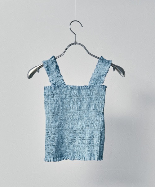 ECRIRE（エクリール）の「シャーリングキャミ（キャミソール・レディース・ブラック/ベージュ/オフホワイト/ブルー・フリー）」の19枚目の写真