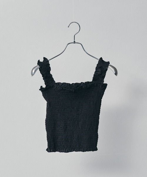 ECRIRE（エクリール）の「シャーリングキャミ（キャミソール・レディース・ブラック/ベージュ/オフホワイト/ブルー・フリー）」の20枚目の写真