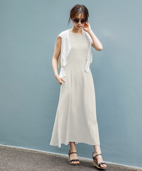 Emma Taylor(エマテイラー)の「ワッフルマーメイドノースリーブワンピース(サーマルロングカットソーワンピース)(ワンピース・レディース・アイボリー/ブラック/カーキ・36/38)」の16枚目の写真