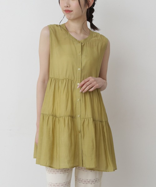 FREE'S MART（フリーズマート）の「◆シアーティアードノースリーブブラウス（シャツ/ブラウス・レディース・ブラック/ホワイト/カーキ・FREE）」の3枚目の写真