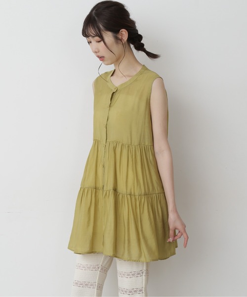 FREE'S MART（フリーズマート）の「◆シアーティアードノースリーブブラウス（シャツ/ブラウス・レディース・ブラック/ホワイト/カーキ・FREE）」の6枚目の写真