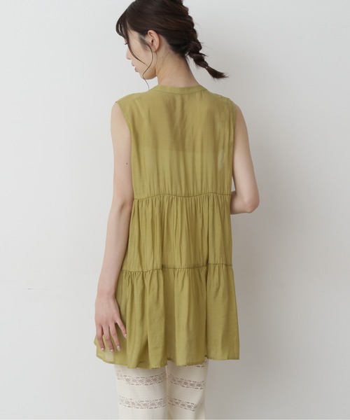 FREE'S MART（フリーズマート）の「◆シアーティアードノースリーブブラウス（シャツ/ブラウス・レディース・ブラック/ホワイト/カーキ・FREE）」の7枚目の写真