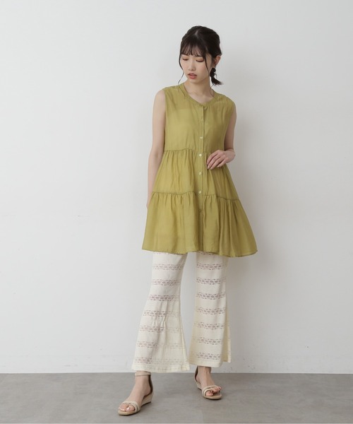 FREE'S MART（フリーズマート）の「◆シアーティアードノースリーブブラウス（シャツ/ブラウス・レディース・ブラック/ホワイト/カーキ・FREE）」の8枚目の写真