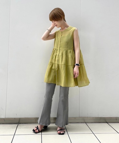 FREE'S MART（フリーズマート）の「◆シアーティアードノースリーブブラウス（シャツ/ブラウス・レディース・ブラック/ホワイト/カーキ・FREE）」の11枚目の写真