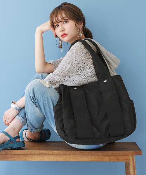 osharewalker（オシャレウォーカー）の「【廃盤】『ポリエステルツイルBIGトートバッグ』（トートバッグ・レディース・ブラック/グレイッシュブルー/グレー/レッド/カーキ・FREE）」の19枚目の写真