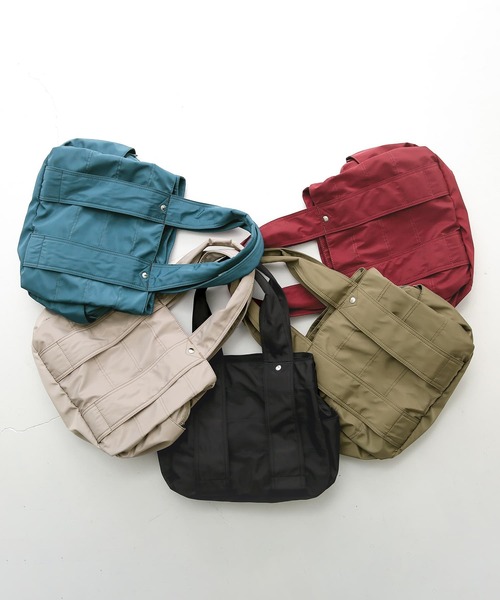 osharewalker（オシャレウォーカー）の「【廃盤】『ポリエステルツイルBIGトートバッグ』（トートバッグ・レディース・ブラック/グレイッシュブルー/グレー/レッド/カーキ・FREE）」の11枚目の写真