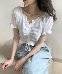 【c.u.l:w】フロントギャザーフリルブラウス culw50