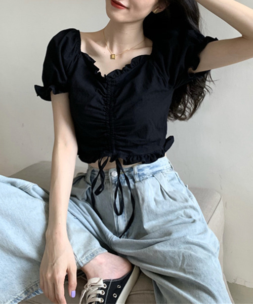 c.u.l（シーユーエル）の「【c.u.l:w】フロントギャザーフリルブラウス culw50（シャツ/ブラウス・レディース・ホワイト/ブラック・FREE）」の7枚目の写真