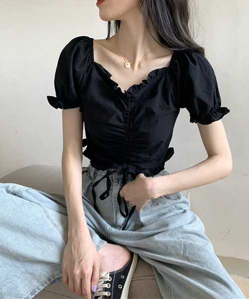 c.u.l（シーユーエル）の「【c.u.l:w】フロントギャザーフリルブラウス culw50（シャツ/ブラウス・レディース・ホワイト/ブラック・FREE）」の8枚目の写真