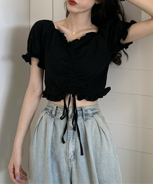 c.u.l（シーユーエル）の「【c.u.l:w】フロントギャザーフリルブラウス culw50（シャツ/ブラウス・レディース・ホワイト/ブラック・FREE）」の13枚目の写真