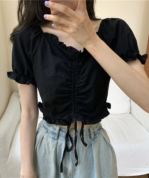 c.u.l（シーユーエル）の「【c.u.l:w】フロントギャザーフリルブラウス culw50（シャツ/ブラウス・レディース・ホワイト/ブラック・FREE）」の14枚目の写真