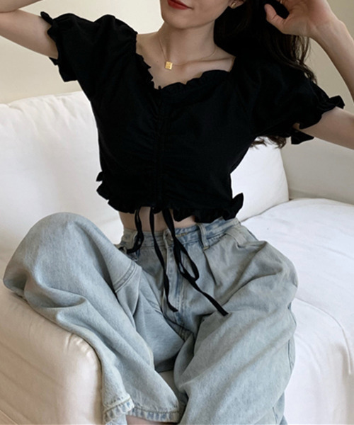 c.u.l（シーユーエル）の「【c.u.l:w】フロントギャザーフリルブラウス culw50（シャツ/ブラウス・レディース・ホワイト/ブラック・FREE）」の15枚目の写真