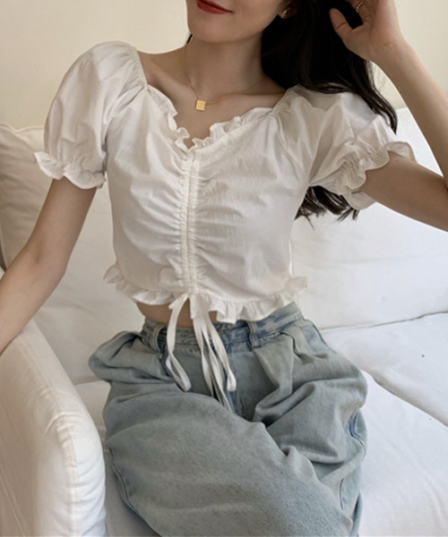 c.u.l（シーユーエル）の「【c.u.l:w】フロントギャザーフリルブラウス culw50（シャツ/ブラウス・レディース・ホワイト/ブラック・FREE）」の17枚目の写真