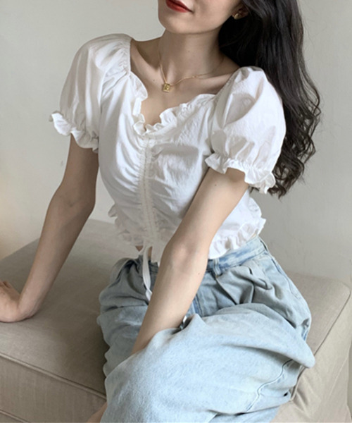 c.u.l（シーユーエル）の「【c.u.l:w】フロントギャザーフリルブラウス culw50（シャツ/ブラウス・レディース・ホワイト/ブラック・FREE）」の18枚目の写真