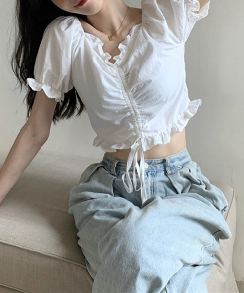 c.u.l（シーユーエル）の「【c.u.l:w】フロントギャザーフリルブラウス culw50（シャツ/ブラウス・レディース・ホワイト/ブラック・FREE）」の19枚目の写真