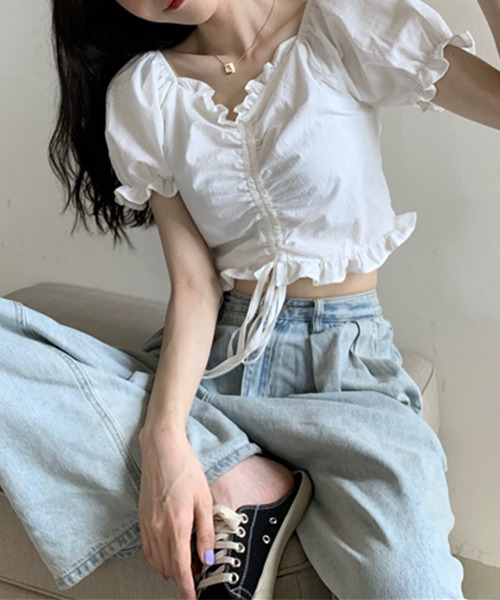 c.u.l（シーユーエル）の「【c.u.l:w】フロントギャザーフリルブラウス culw50（シャツ/ブラウス・レディース・ホワイト/ブラック・FREE）」の22枚目の写真