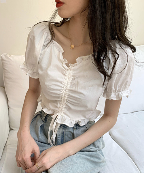 c.u.l（シーユーエル）の「【c.u.l:w】フロントギャザーフリルブラウス culw50（シャツ/ブラウス・レディース・ホワイト/ブラック・FREE）」の3枚目の写真