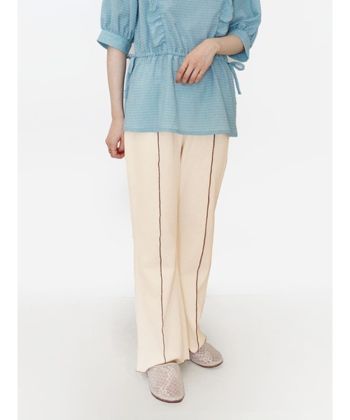 ehka sopo（エヘカソポ）の「配色メローカットパンツ（その他パンツ・レディース・グリーン/キナリ/ベージュ/ブルー・ﾌﾘ-）」の2枚目の写真