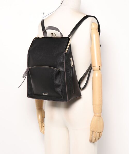 SAC(サック)の「角シボ合皮口金リュック SAC unit(バックパック/リュック・レディース・グリーン/ワイン/ベージュ/ブラック・FREE)」の8枚目の写真