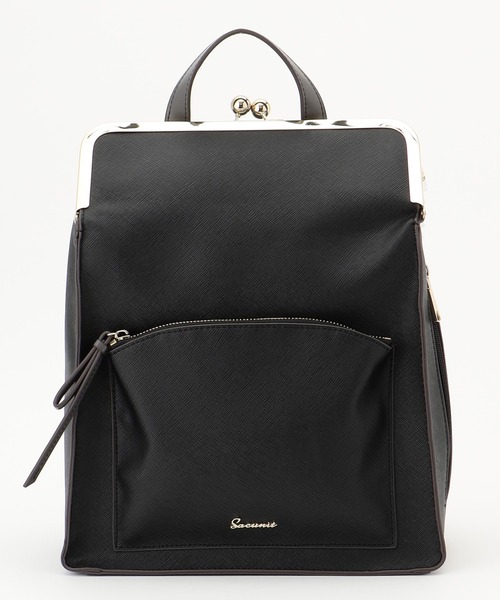 SAC(サック)の「角シボ合皮口金リュック SAC unit(バックパック/リュック・レディース・グリーン/ワイン/ベージュ/ブラック・FREE)」の2枚目の写真