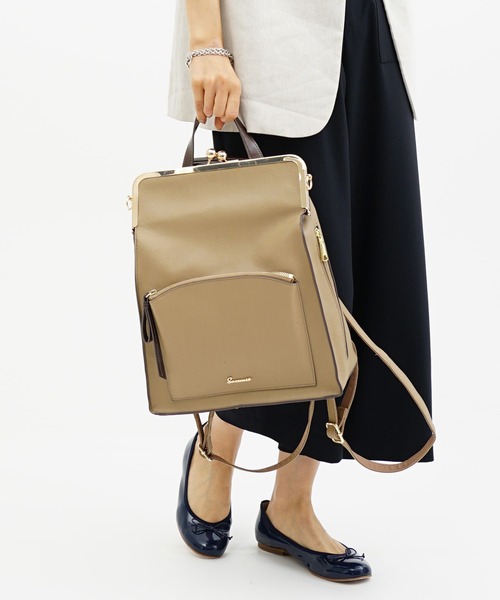 SAC(サック)の「角シボ合皮口金リュック SAC unit(バックパック/リュック・レディース・グリーン/ワイン/ベージュ/ブラック・FREE)」の11枚目の写真