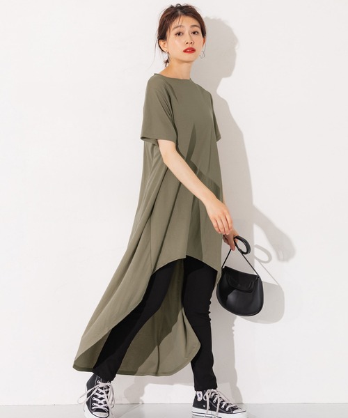 coca(coca)(コカ)の「接触冷感とろみテールカットチュニック(Tシャツ/カットソー・レディース・ホワイト/ブラック/カーキ・M/L)」の3枚目の写真