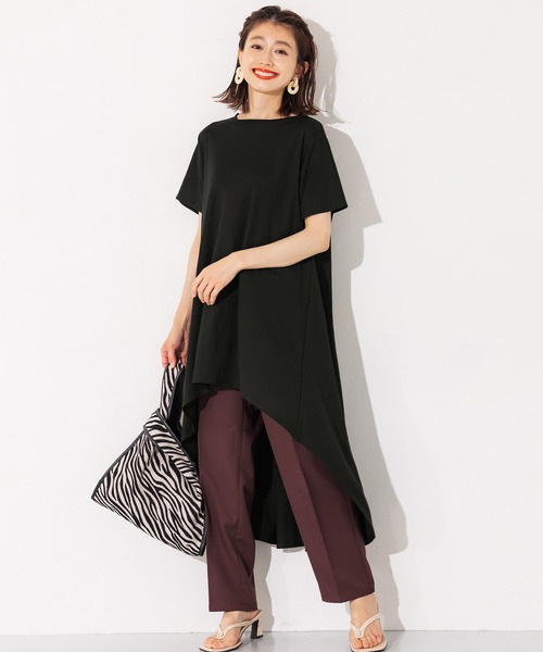 接触冷感とろみテールカットチュニック（Tシャツ/カットソー