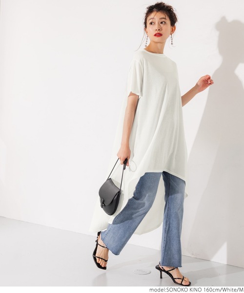 coca(coca)(コカ)の「接触冷感とろみテールカットチュニック(Tシャツ/カットソー・レディース・ホワイト/ブラック/カーキ・M/L)」の19枚目の写真