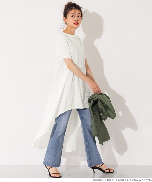 coca(coca)(コカ)の「接触冷感とろみテールカットチュニック(Tシャツ/カットソー・レディース・ホワイト/ブラック/カーキ・M/L)」の17枚目の写真