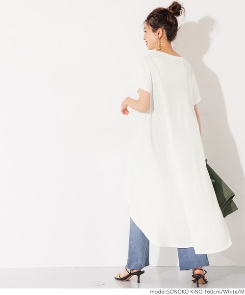coca(coca)(コカ)の「接触冷感とろみテールカットチュニック(Tシャツ/カットソー・レディース・ホワイト/ブラック/カーキ・M/L)」の16枚目の写真