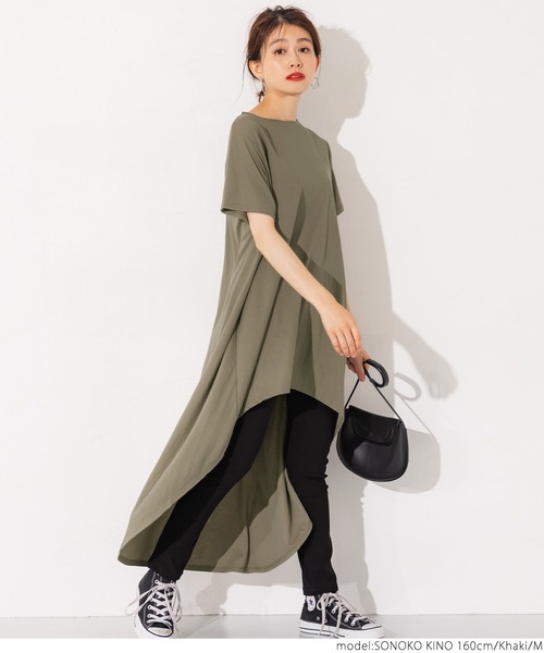 coca(coca)(コカ)の「接触冷感とろみテールカットチュニック(Tシャツ/カットソー・レディース・ホワイト/ブラック/カーキ・M/L)」の14枚目の写真