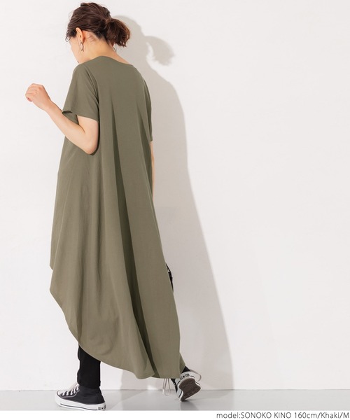 coca(coca)(コカ)の「接触冷感とろみテールカットチュニック(Tシャツ/カットソー・レディース・ホワイト/ブラック/カーキ・M/L)」の12枚目の写真