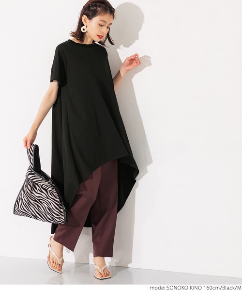 coca(coca)(コカ)の「接触冷感とろみテールカットチュニック(Tシャツ/カットソー・レディース・ホワイト/ブラック/カーキ・M/L)」の8枚目の写真