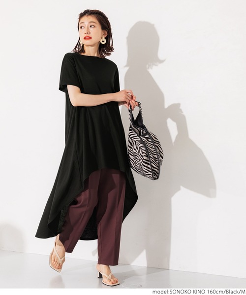 coca(coca)(コカ)の「接触冷感とろみテールカットチュニック(Tシャツ/カットソー・レディース・ホワイト/ブラック/カーキ・M/L)」の6枚目の写真