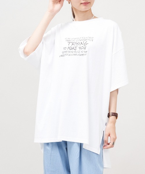 AS KNOW AS de base(アズノゥアズドゥバズ)の「全力前向きTシャツ(Tシャツ/カットソー・レディース・ブラック/オフホワイト/グリーン/杢グレー・FREE)」の2枚目の写真