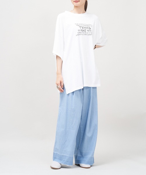 AS KNOW AS de base(アズノゥアズドゥバズ)の「全力前向きTシャツ(Tシャツ/カットソー・レディース・ブラック/オフホワイト/グリーン/杢グレー・FREE)」の12枚目の写真