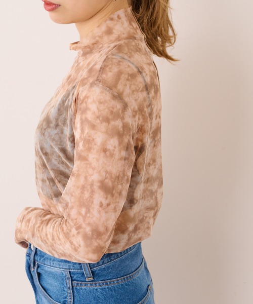 Lui's（ルイス）の「タイダイプリントシアーハイネックトップス（Tシャツ/カットソー・レディース・ベージュ/グレー/ホワイト・FREE）」の17枚目の写真