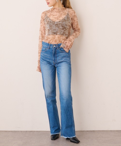 Lui's（ルイス）の「タイダイプリントシアーハイネックトップス（Tシャツ/カットソー・レディース・ベージュ/グレー/ホワイト・FREE）」の12枚目の写真