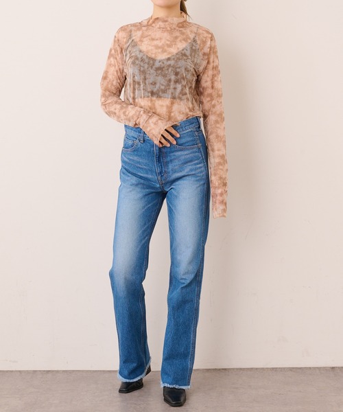 Lui's（ルイス）の「タイダイプリントシアーハイネックトップス（Tシャツ/カットソー・レディース・ベージュ/グレー/ホワイト・FREE）」の14枚目の写真